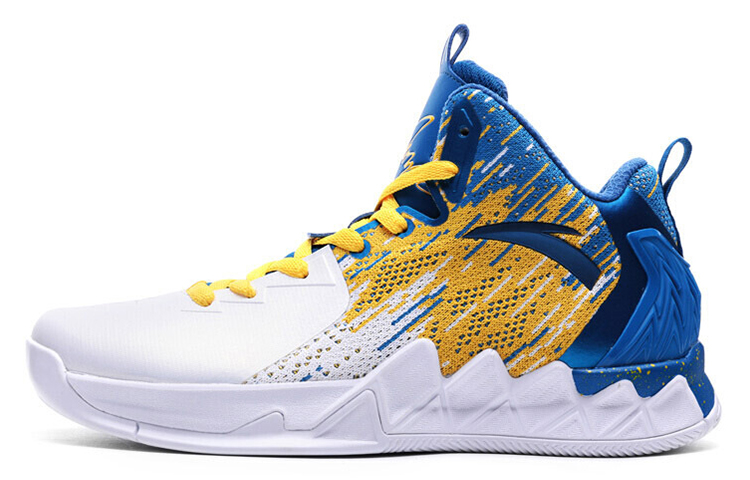 Anta KT2 Cushioning Anti-Slip Wear-Resistant Breathability Low-Top Performance Basketball Shoes Men's White Blue Yellow