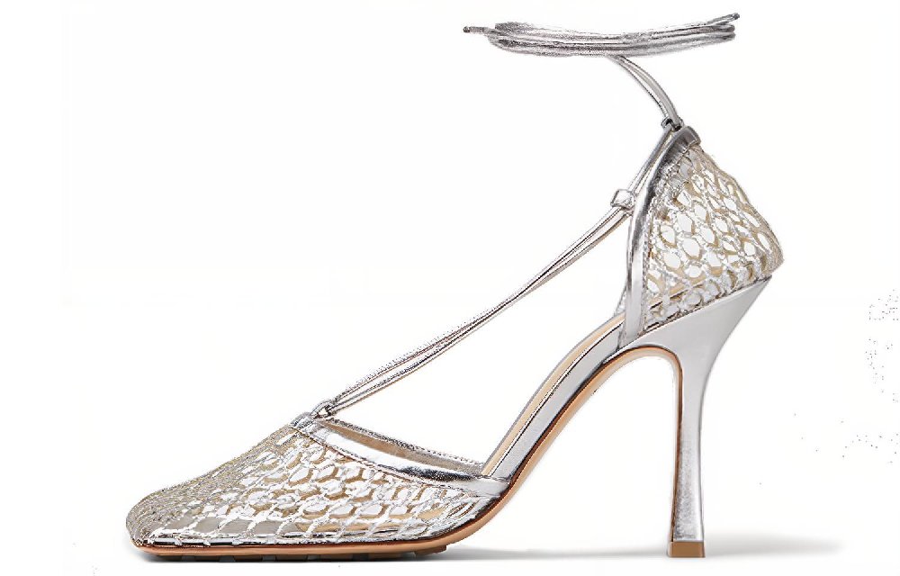 Bottega Veneta Stretch Slim Heel Stylish Sandal Women's Silver