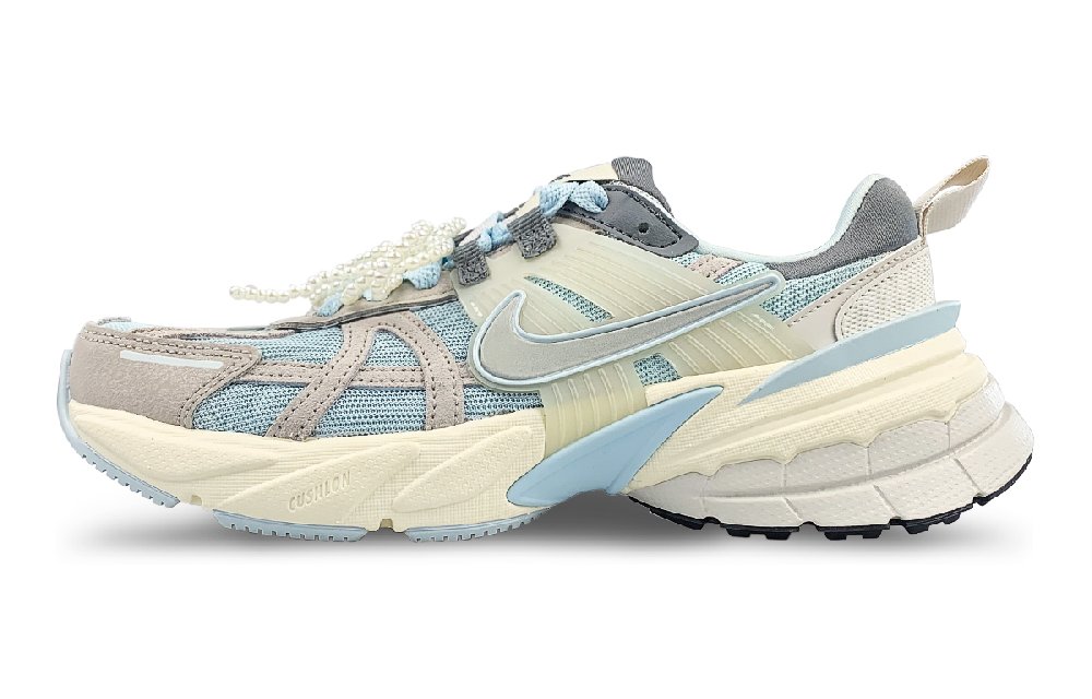 Nike V2K Run Abrasion Resistant Low top Running Shoes Women's Yellow Blue Gray