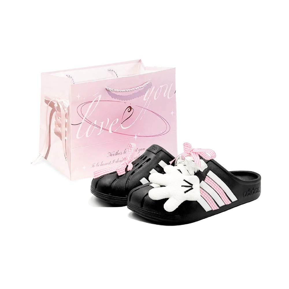 Adidas ADILETTE CLOGS Abrasion Resistant Closed Toe Slippers Unisex Black White Pink