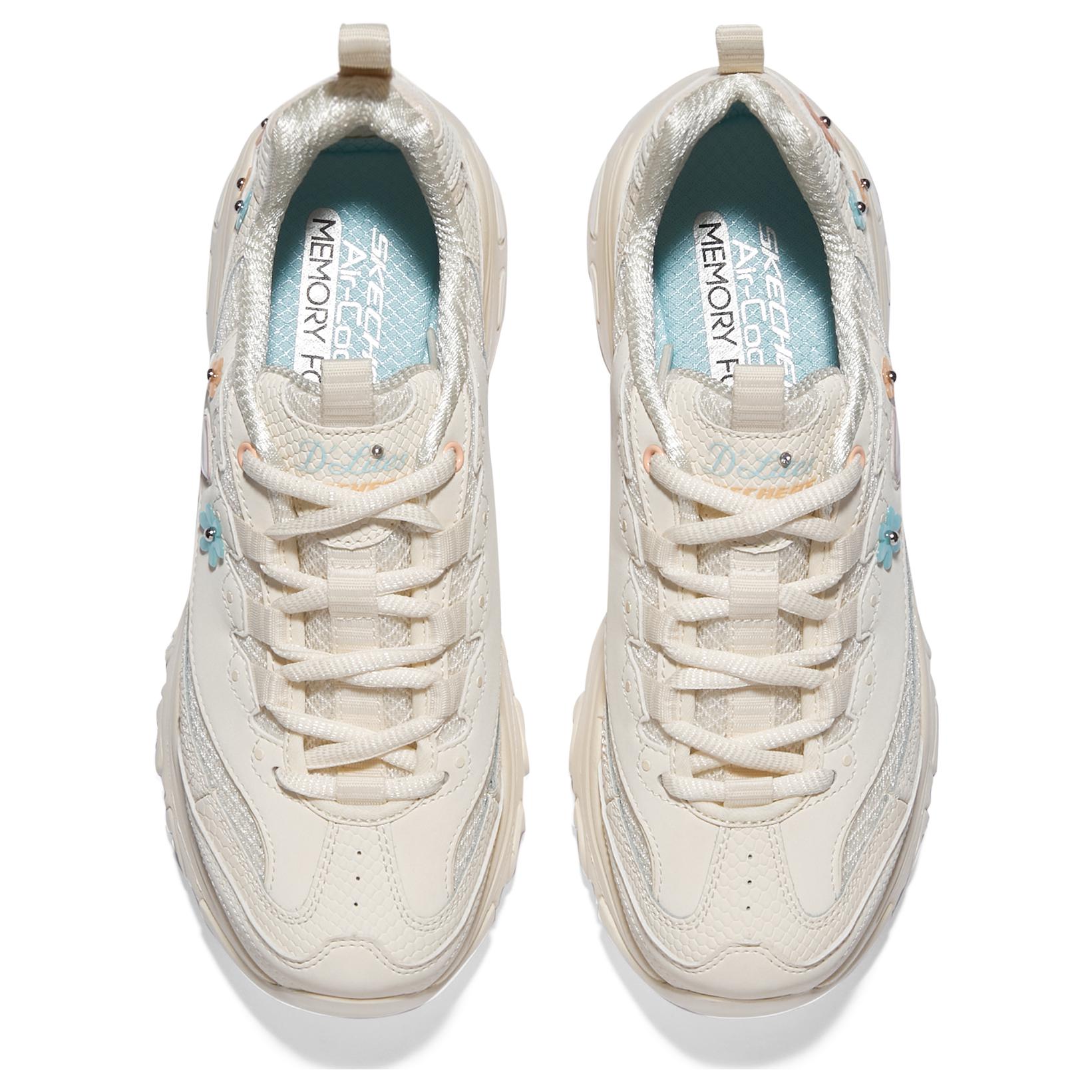 Skechers D'LITES 1.0 Flower Heart Bear*2 Low Top Chunky Sneakers Women's Beige White Blue купить в интернет-магазине Yoocart с быстрой доставкой по России.