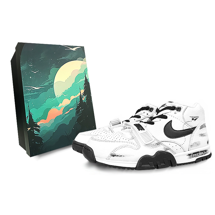Nike Air Trainer 1 Anti-Slip And Wear-Resistant Breathable Mid-Top Training Shoes Men's Black White
