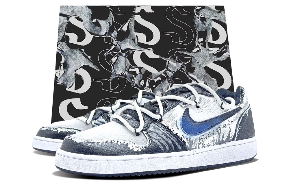 Nike EBERNON Skateboard Shoes Men Low-Top Black/White/Gray/Blue