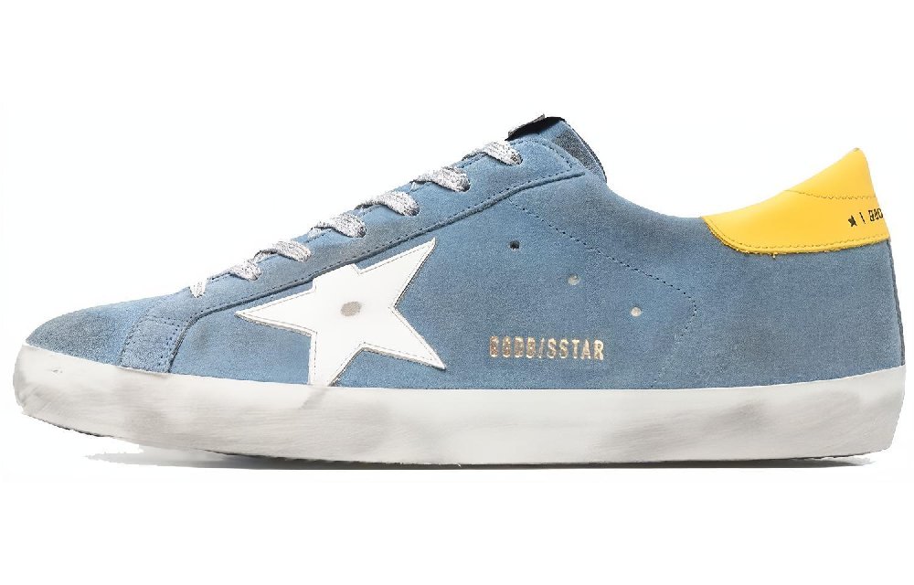 Golden Goose Super-Star Low-Top Skateboard Shoes Men's Blue White Yellow