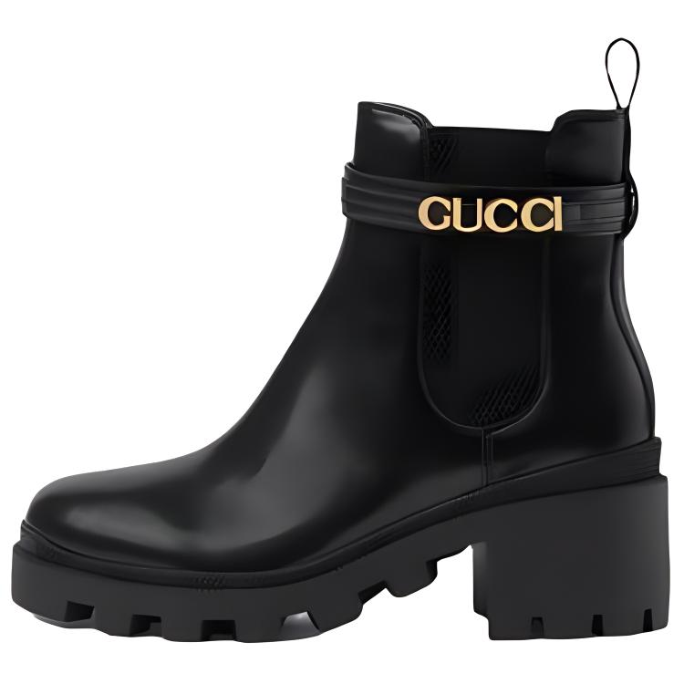 GUCCI Logo Strap Chelsea Boots Black Women's