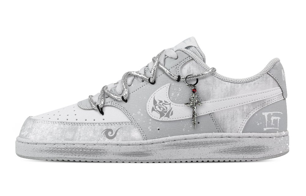 Nike Court Vision Count Abrasion Resistant Low Top Skateboard Shoes Men's White Gray