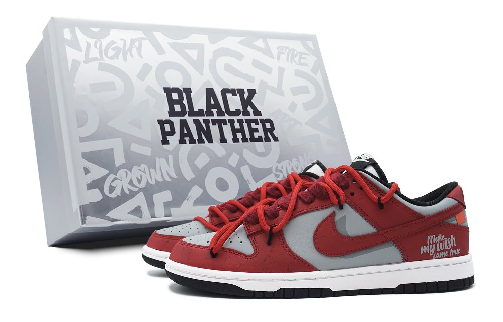 Nike Dunk Low-Top Skateboard Shoes Men's Gray Red