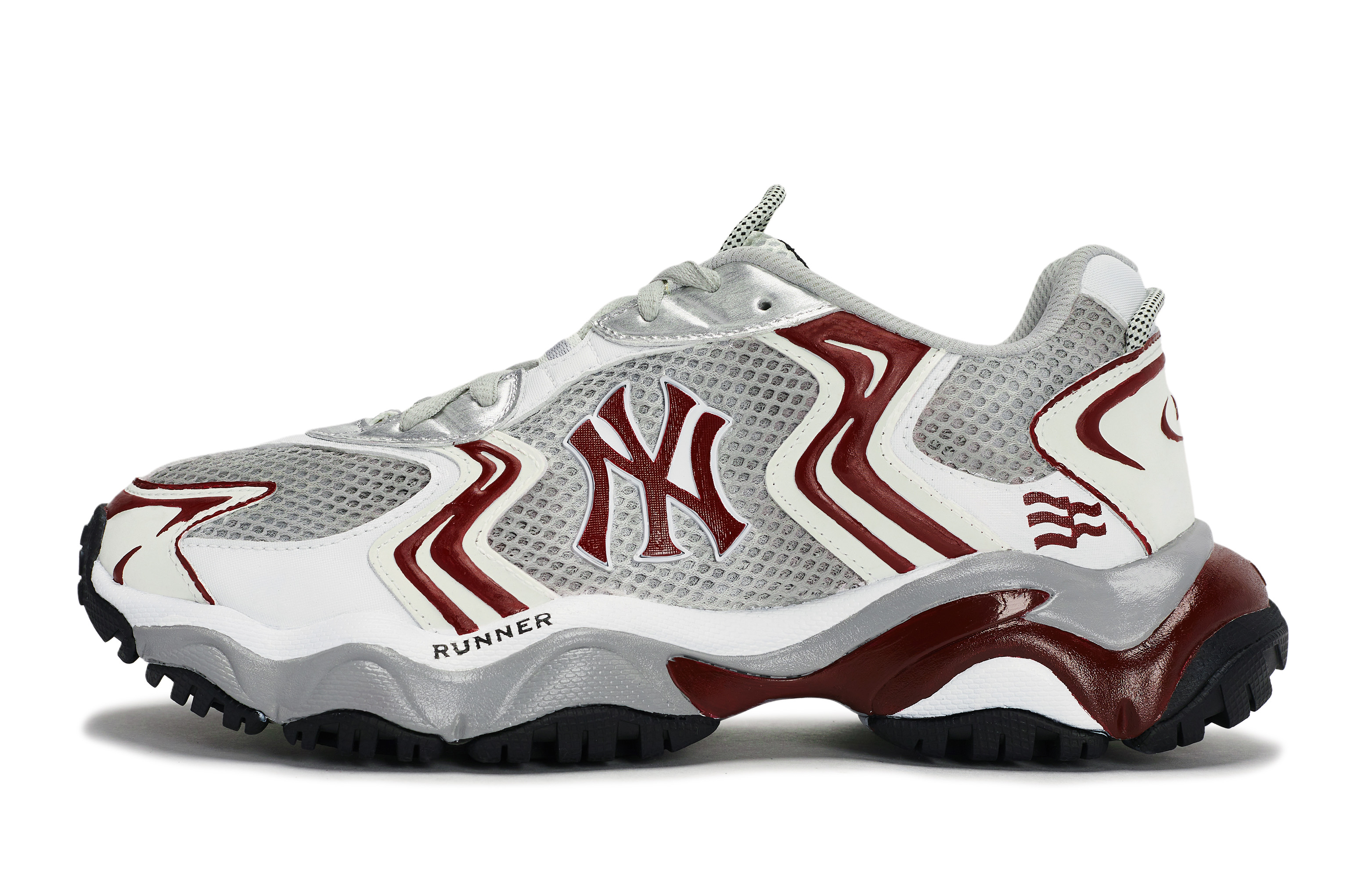 MLB New York Yankees Chunky Sneakers Unisex Low Top Gray/White/Red