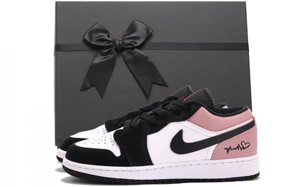Jordan Air Jordan 1 Abrasion Resistant Coverage Low top Vintage Basketball Shoes Women's Black Pink