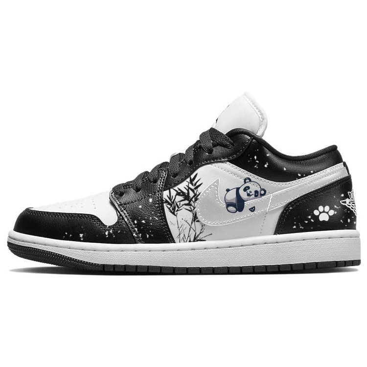 Jordan Air Jordan 1 Wear-Resistant Slip-Resistant Low-Top Vintage Basketball Shoes Women's Black White