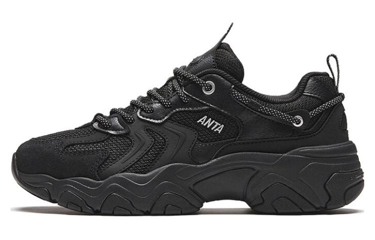 Anta Starry Sea Anti-Slip And Wear-Resistant Lightweight Height Increasing Low-Top Chunky Sneakers Women's Basic Black