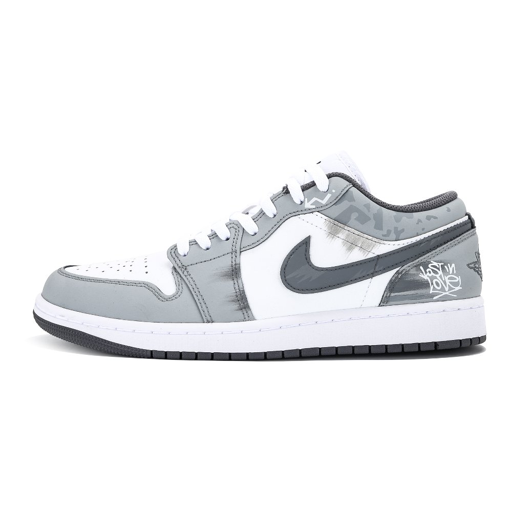 Jordan Air Jordan 1 Abrasion Resistant Low Top Vintage Basketball Shoes Unisex Gray