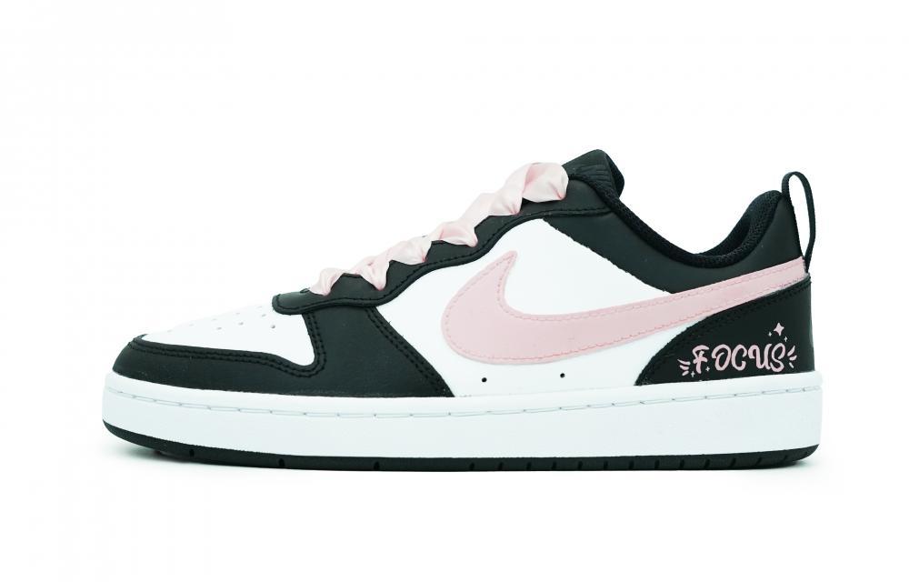 Nike Court Borough 2 Low-Top Skateboard Shoes GS Black Pink