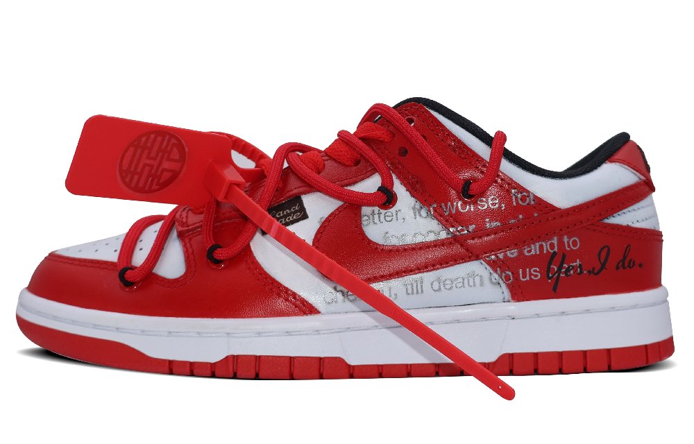 Nike Dunk Low-Top Skateboard Shoes Unisex White Red