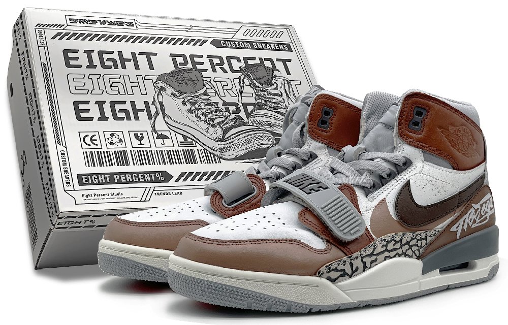Jordan Legacy 312 Anti-Slip Wear-Resistant High-Top Basketball Shoes Men's White Gray Brown