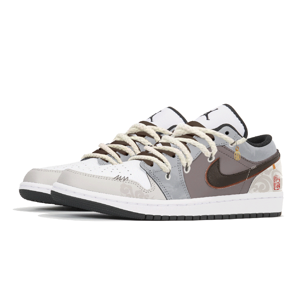 Jordan Air Jordan 1 Wear-Resistant Breathable Slip-Resistant Low-Top Vintage Basketball Shoes Men's White Black