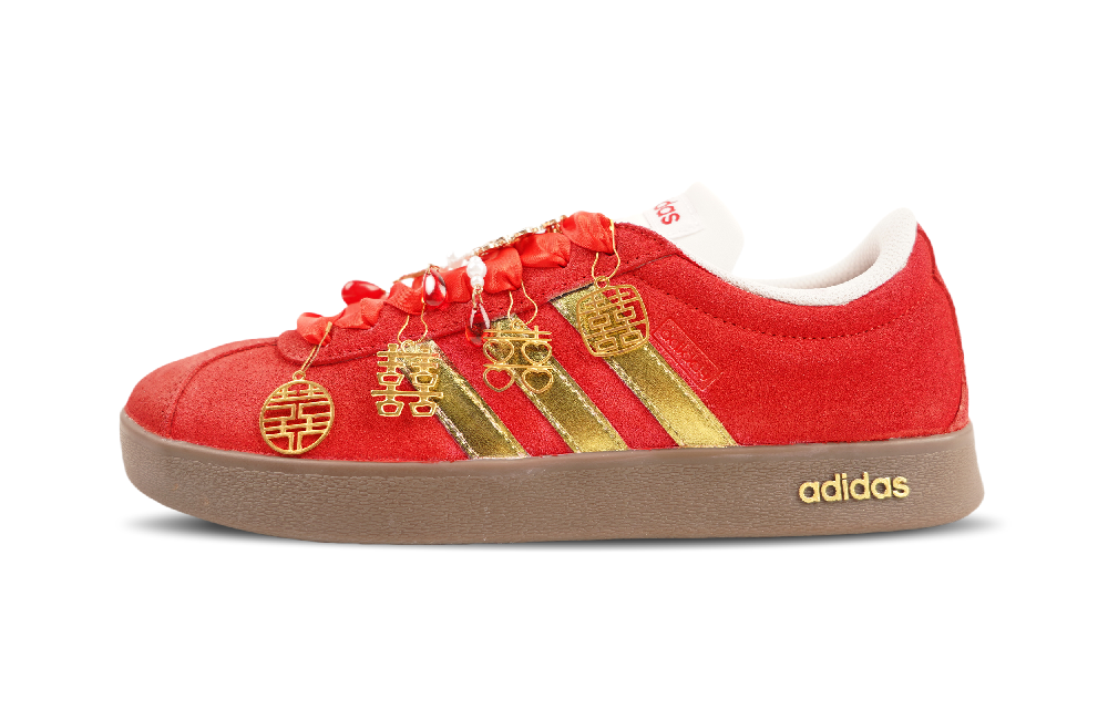 Adidas VL COURT 2.0 Low Top Skateboard Shoes Unisex Red Gold