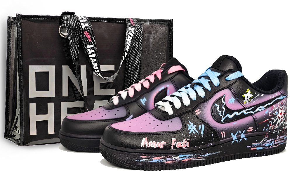Nike Air Force 1 Low Top Skateboard Shoes Unisex Black Purple