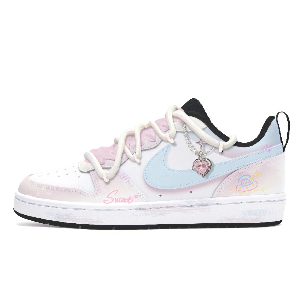 Nike Court Borough Little Rabbit Cake Anti-Slip Wear-Resistant Low-Top Skateboard Shoes GS Blue Pink