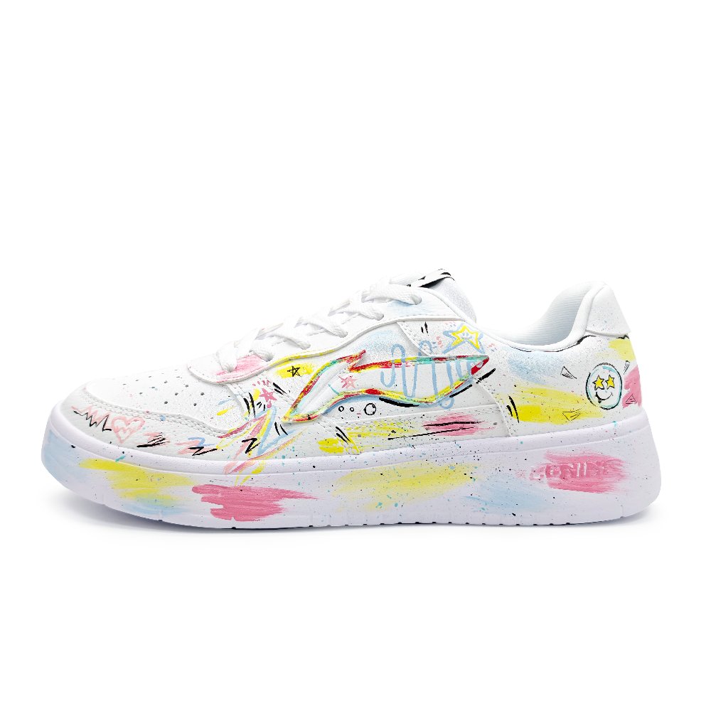 LiNing Pontoon Boats Cushioning Abrasion Resistant Lightweight Low Top Skateboard Shoes Unisex White