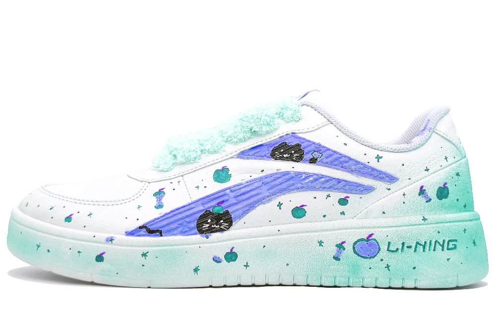 LiNing Anti-Slip And Wear-Resistant Lightweight Low-Top Skateboard Shoes Men's White Green Purple