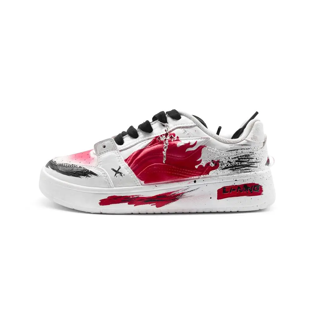 LiNing Acer Truncatum Shock Absorbers Slip Resistant Abrasion Resistant Low top Skateboard Shoes Unisex White Black Red