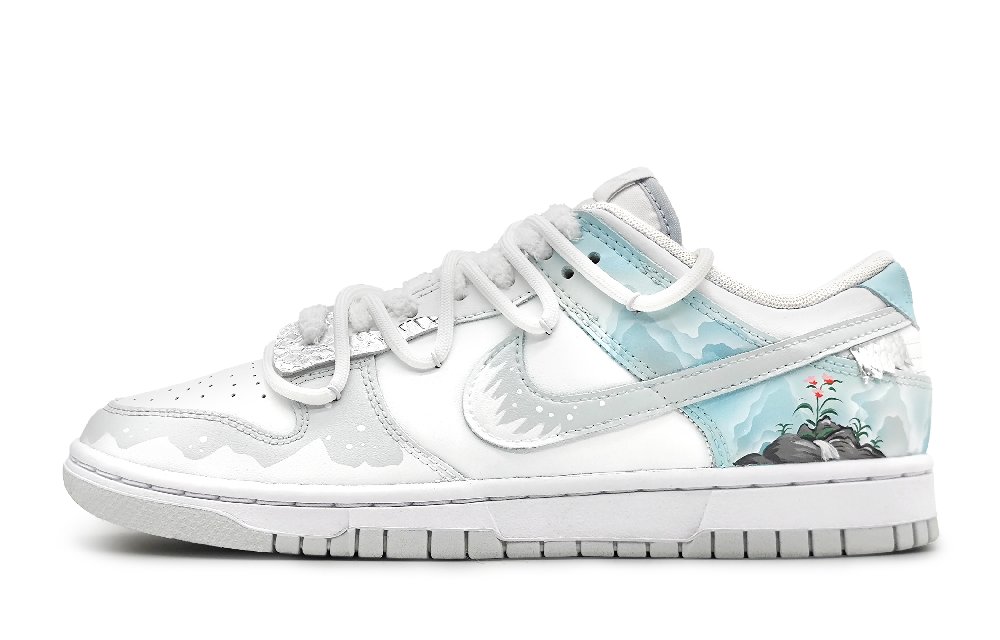 Nike Dunk Anti-Slip Wear-Resistant Low-Top Skateboard Shoes GS Blue Gray