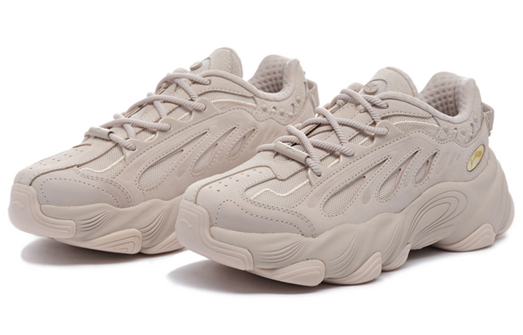 LI-NING 1990 Anti-Slip Wear-Resistant Low-Top Sports Casual Shoes Women's Light Gray Pink