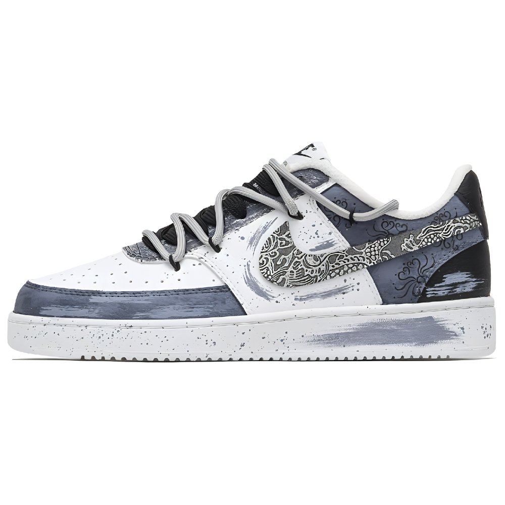 Nike Court Vision 1 Low Top Skateboard Shoes Men's White Blue
