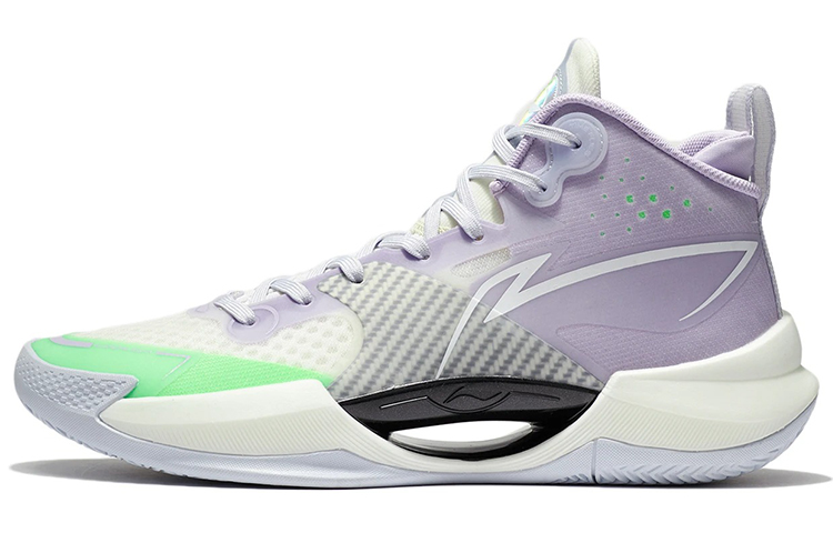 LiNing Cushioning, Slip Resistant, Abrasion Resistant, Breathable, Coverage, Support Mid Top Basketball Shoes Lilac