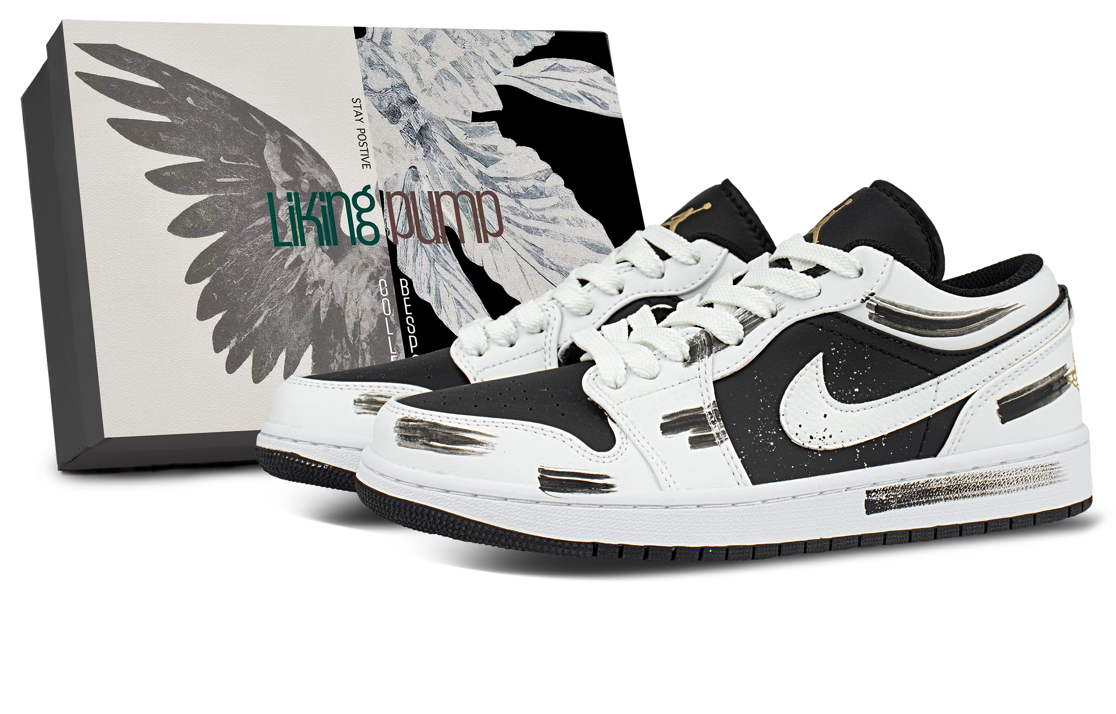 Jordan Air Jordan 1 Shock Absorbers Low Top Skateboard Shoes Unisex White Black