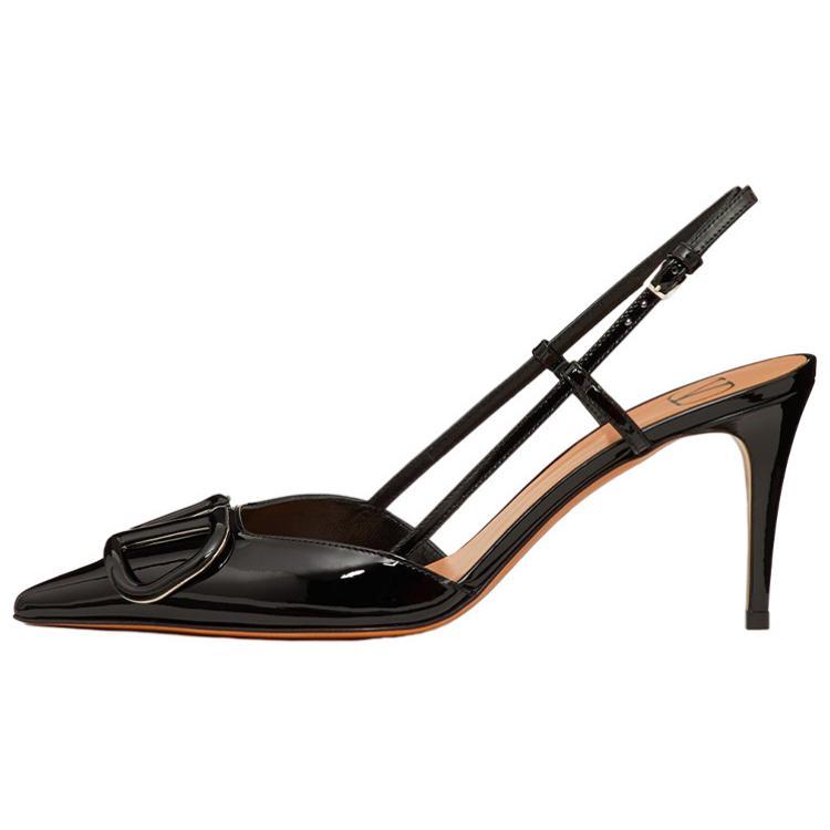 Valentino Vlogo Slim Heel High Heels Women's Black 8cm
