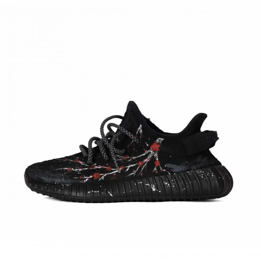 Adidas Originals Yeezy Boost 350 Abrasion Resistant Low top Casual Shoes Unisex Black Red