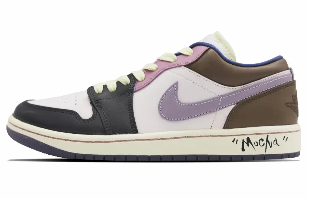 Jordan Air Jordan 1 Cushioning Lightweight Low Top Vintage Basketball Shoes Women's Black Pink Purple