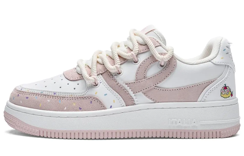 Kappa Back to Back Slip Resistant Abrasion Resistant Low top Skateboard Shoes Women's White Pink