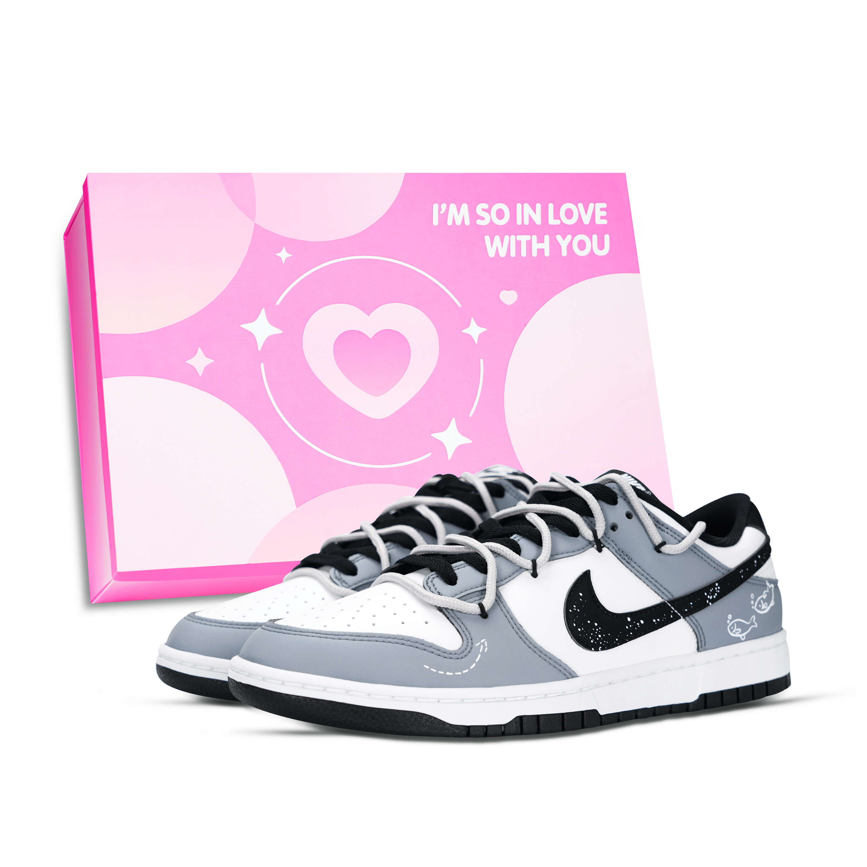 Nike Dunk Fish Bubbles Abrasion Resistant Low top Skateboard Shoes Unisex Blue Gray