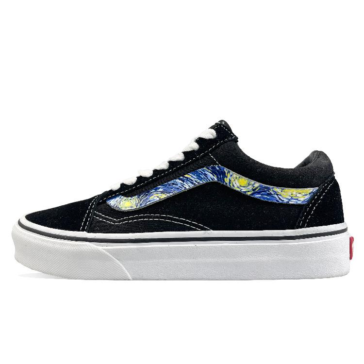 Vans Old Skool Black Lightweight Low-Top Skateboard Shoes Unisex Black Blue