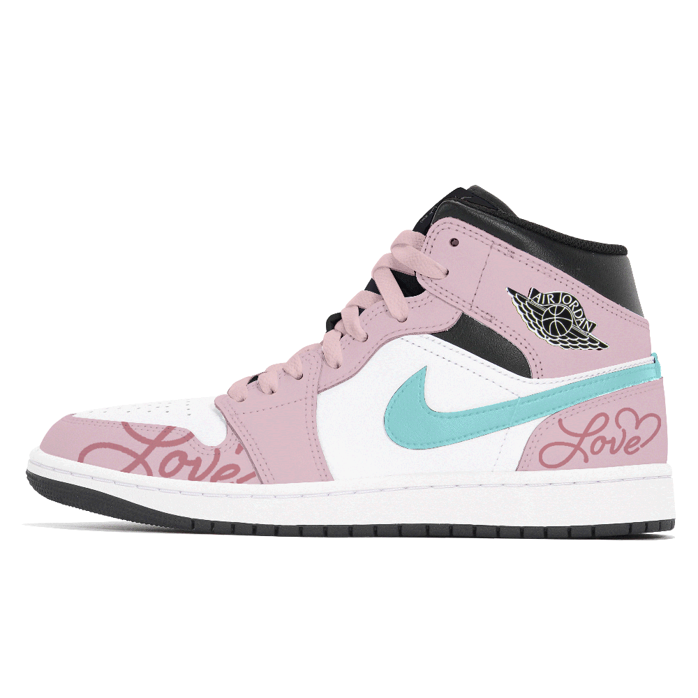 Jordan Air Jordan 1 Abrasion Resistant Slip Resistant Mid Top Vintage Basketball Shoes Men's Pink