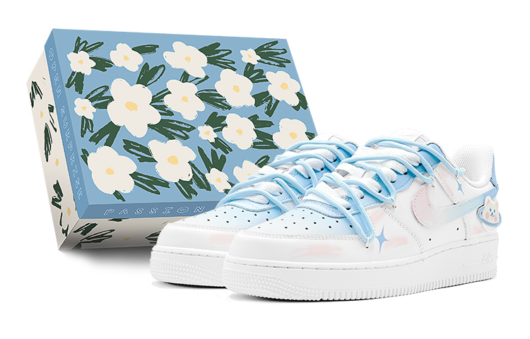 Nike Air Force 1 Low Air Force 1 Low Top Skateboard Shoes Men's Pink Blue