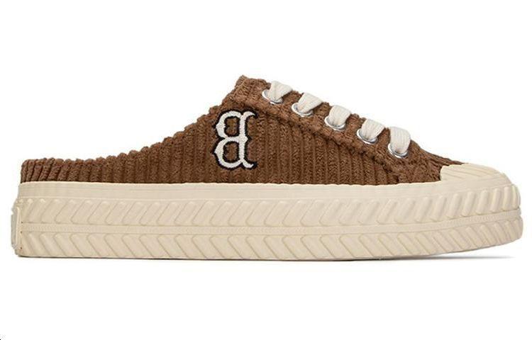 MLB Playball Mule Cushioned Wear-Resistant Lightweight Breathable Low-Top Skateboard Shoes Unisex Brown