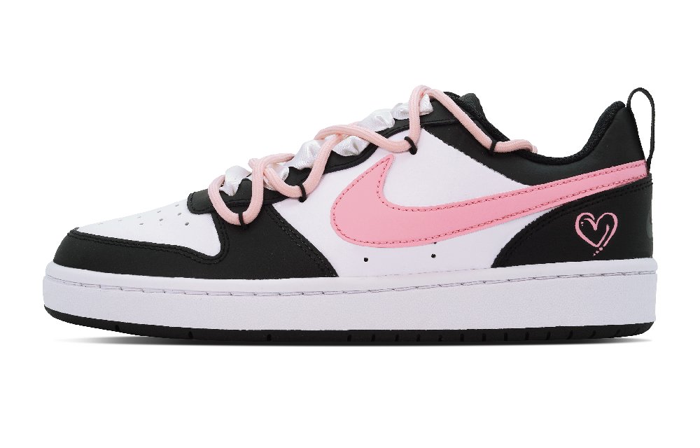 Nike Court Borough Series DEER Heartbeat Mousse Anti-Slip Wear-Resistant Low-Top Skateboard Shoes GS Black Pink