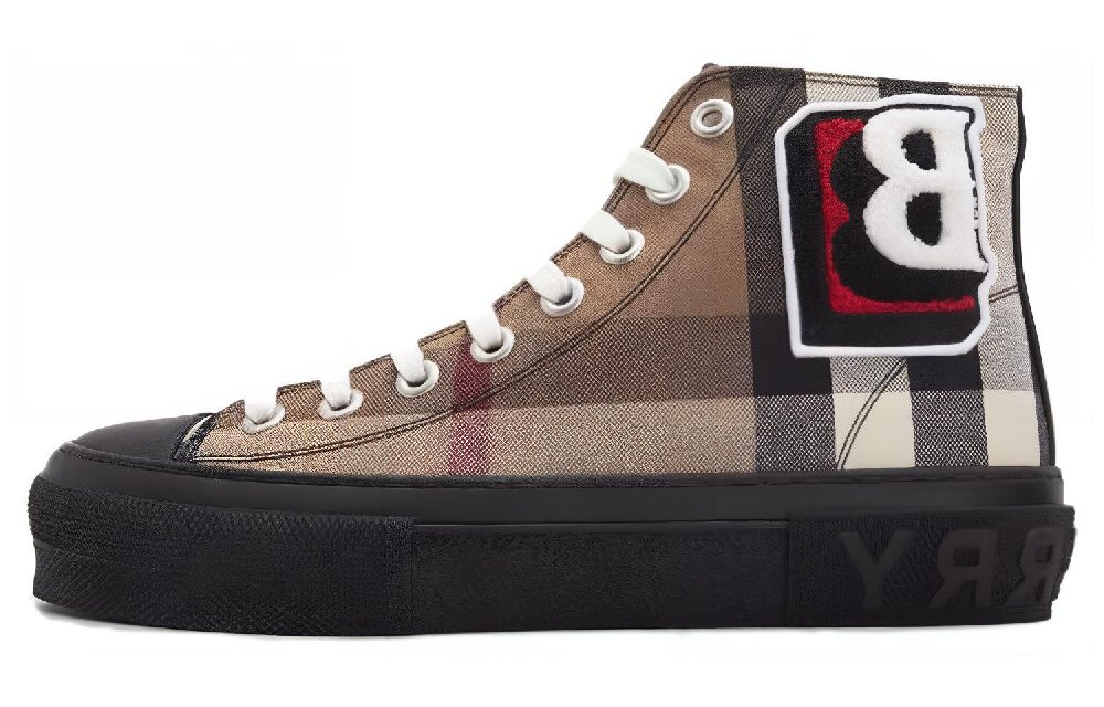 Burberry High-Top Stylish Skateboarding Shoes Men's Plaid