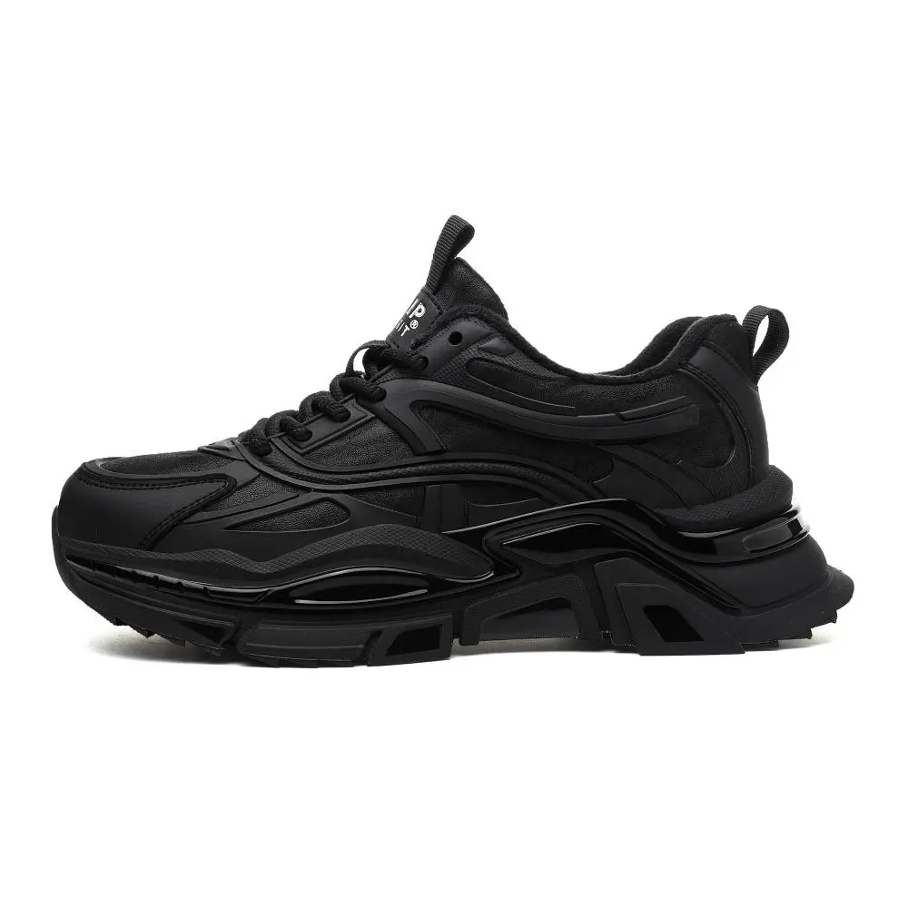 JEEP SPIRIT Abrasion Resistant Height Increasing Low Top Chunky Sneakers Men's Black