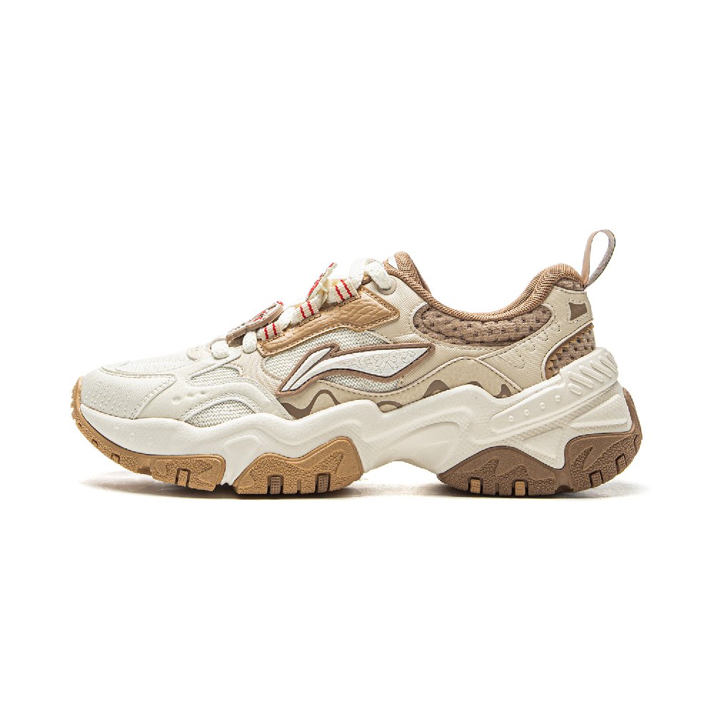 LiNing Brown Sugar Cushioning, Slip Resistant, Abrasion Resistant Support Low Top Casual Shoes Women's Ecru Dune Khaki