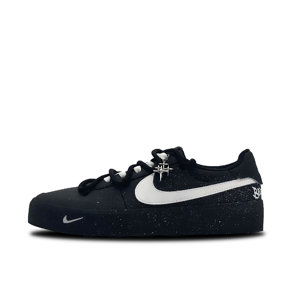 Nike Court Shot Shining Feather Abrasion Resistant Low Top Skateboard Shoes Men's Black White