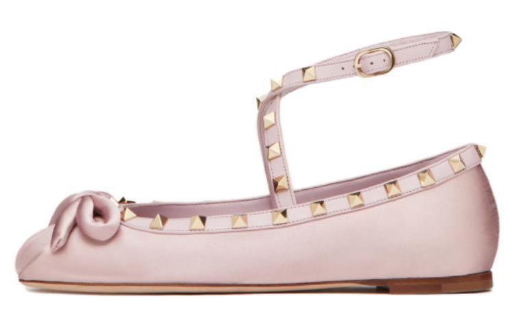 Valentino Garavani Rockstud Satin Ballerina Shoes
