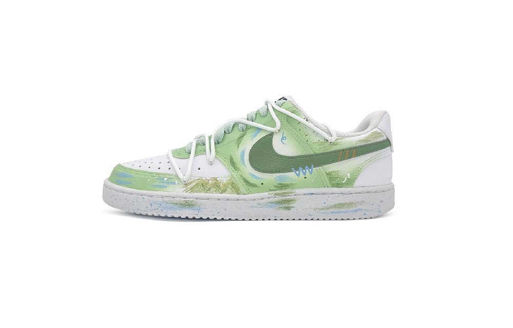 Nike Court Vision Low Anti-Slip Wear-Resistant Low-Top Skateboard Shoes Unisex White Green Blue