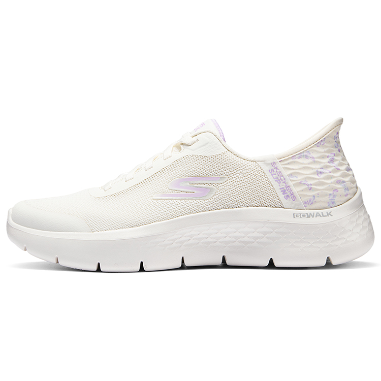 Skechers Go Walk Fle Support Breathable Rebound Low Top Running Shoes Women's White Purple