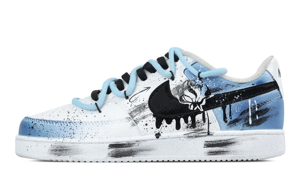 Nike Court Vision 1 Flowers Bloom On The Shore Abrasion Resistant Low Top Skateboard Shoes Men's Blue