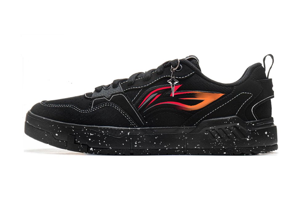 LiNing Yuan Chu Anti Slip Wear Resistant Low Top Skateboard Shoes Men's Black Yellow Red